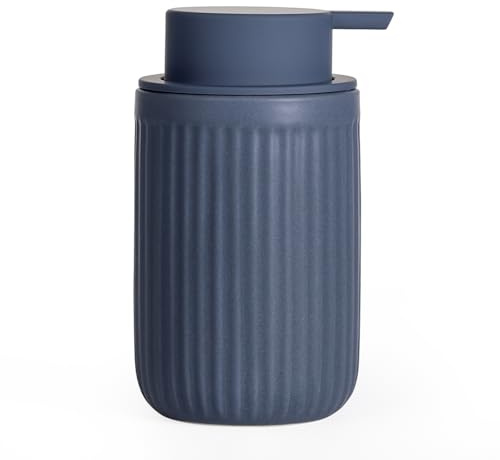 Autumnlife Seifenspender Keramik, Matt Blau Spülmittelspender Küche mit Großer Pumpenkopf, 350ml Seifenspender Nachfüllbarer Flüssigseifenspender für Küche,Bad