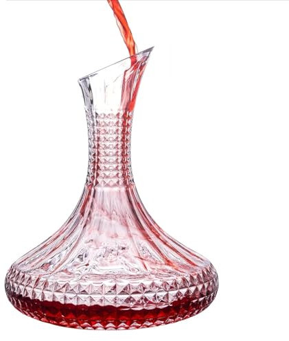 LBVOREGL Jarra decantadora de Vino de 1500ml,Decantador de Vino de Cristal para el hogar,Decantador de Vino de Cristal sin Plomo, Regalo para Amantes del Vino Aireador de Vino