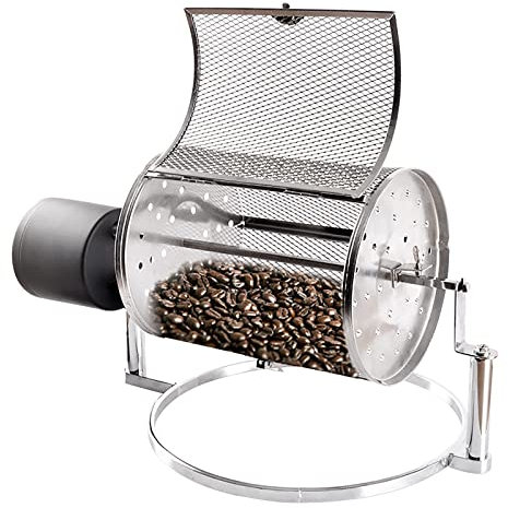 IUBGFTO Tostadora de café eléctrica Tipo Tambor, de Acero Inoxidable de Primera Calidad automatizada, para Uso doméstico, Granos pequeños, Frijoles, maní, nueces, Granos de café, máquina para Hornear