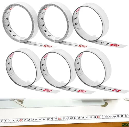 1 m/2 m Metre Ruban Adhesif，6 Pièces Mètre à Ruban en Acier au Carbone Auto-adhésif Reglet 1m Mètre Ruban Métrique Auto-adhésive Règle en Acier à L'échelle Collante (Avant, Arrière, Centrage)