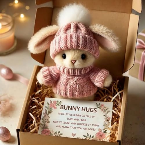 Generic Mini Bunny Hug Cute Easter Gift, Stuffed Bunny Toy, Pink, Easter Gift, Mini Size (approx. 5cm tall), Unisex, 3-8 Years, No Batteries Required