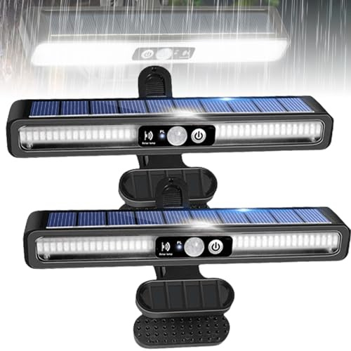 BAIFULAI Lot de 2 lampes solaires à clipser pour l'extérieur, gouttières, lampes solaires à LED, 3 modes, lampes solaires étanches pour jardin, clôtures, gouttières, éclairage blanc froid