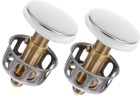 Tofficu Bouchon de Vidange et Fonction Rebond Filtre Anti-colmatage pour Lavabo Couleur Aléatoire 2pcs en Acier Inoxydable, Design à Pression pour Salle de Bain ou Buanderie