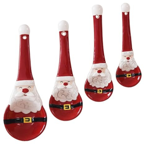 Mipcase 1Satz Weihnachtsmann Design Keramik Messlöffeln für Backen und Präzises Abmessen von Zutaten Niedliche Küchendekoration Perfektes für Feiertage