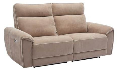 Vente-unique - Canapé 3 Places Relax électrique en Tissu Taupe DJARALO