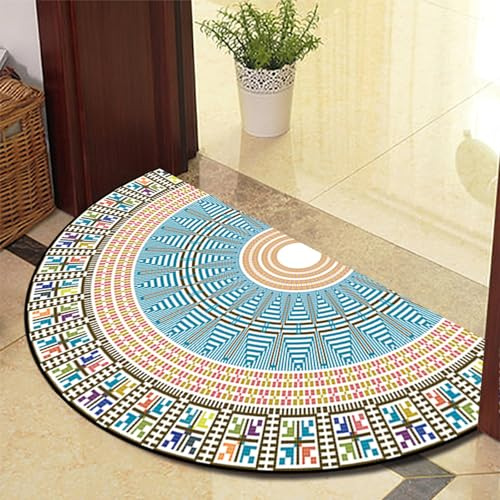 ChangTsing Semicircolare Zerbino 50cm x 80cm Poliestere stile bohémien Zerbino Antiscivolo Mezzaluna Porta D'ingresso Materiale