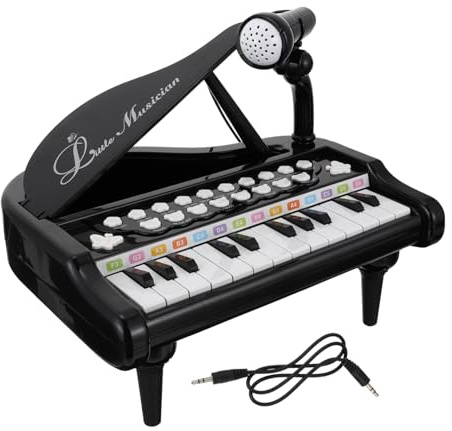 SUPVOX 1 Ensemble Piano Électronique Multifonction pour Garçon Fille avec Microphone Instrument Musical Noir pour Développement Cognitif et Coordination Manuelle
