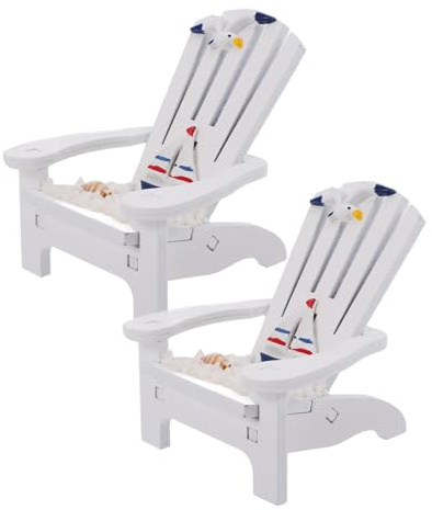 QUMIIRITY 2 pièces Mini Chaise de Plage Bois Décorative Ornement Miniature Méditerranéen Déco Bord de Mer pour Maison Poupée Accessoires Plage et Réalistes