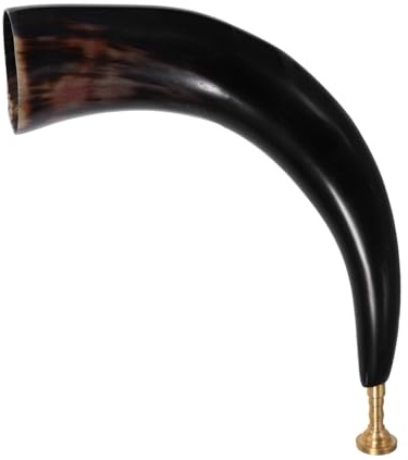 Vaguelly Mittelalter Horn aus Oxhorn und Metall mit Kräftigem Klang und Ausgezeichneter Projektion für Piraten Cosplay und Halloween Wikingerhorn Dekorationen bei Bühnenauftritten