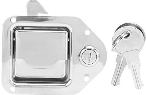 Klanata Serratura per porta di ingresso per rimorchio per con chiavi, maniglia in acciaio inossidabile cromata per carico, cavallo, rimorchi viaggio, camion, ATV, UTV