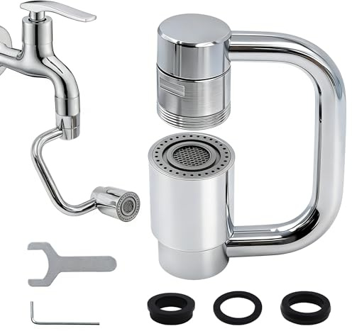 Nureeca Faucet Extender 1080° Rotating with 2 Modes Tap Adapter Multifunctional Swivel Tap Attachment for No Splash Washing in Kitchen Sink and Bathroom Basin Easy to Install Silver
