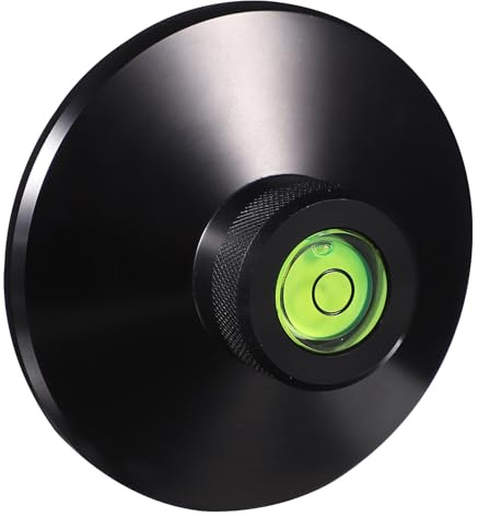 Garneck Stabilisateur de Disque pour Platine Vinyle en Alliage Pince de Serrage Noire Accessoire de Nivellement Bulle Intégrée Compatible Tourne-Disque Améliore la Qualité Sonore