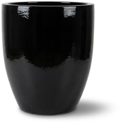 Provencelia Athena Gartentopf Schwarz, Größe: L - Durchmesser: 25 cm x Höhe: 50 cm, wetterfest, handgemacht, mediterraner Pflanzkübel für Terrasse Balkon Garten Innen