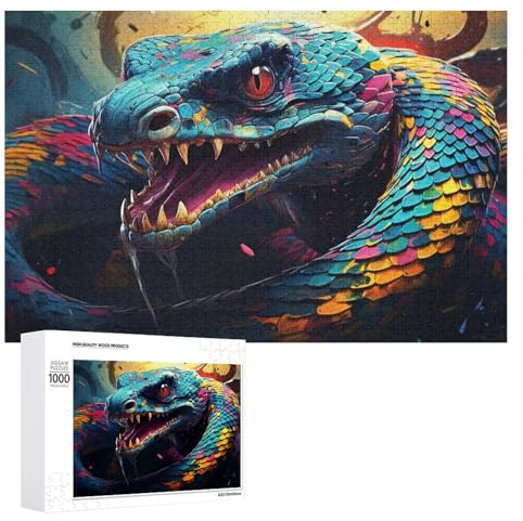 1000 Pièces Puzzle Serpent pour Adultes Et Adolescents Enfants Puzzles sur Planche De Bois Cadeau （75×50cm）