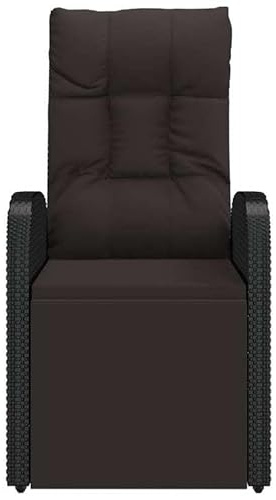 Eleganz Tumbona de jardín de ratán sintético con cojín – acero recubierto de polvo negro, resistente a la intemperie y duradera para terraza, jardín o balcón – Cómodo sillón reclinable para relajarse