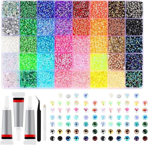 32 000 st harts strass beazzling kit med 3 x 10 ml lim 0,3 cm 40 färger hantverk