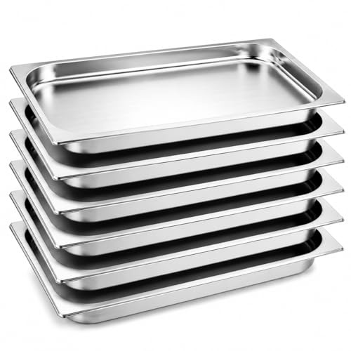 CateringBase Full Size Gastronorm Tray, Stainless Steel, 1/1 GN, 20mm Deep, Food Prep & Serving, Pack of 6