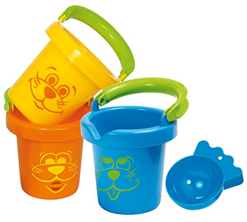 Gowi 558-12 Lustige Baby Eimer, 3teilig, im Netz, Wasserspielzeug