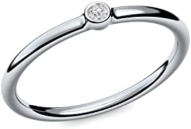 Verlobungsringe Silber von AMOONIC mit Zirkonia Ring Damen Damenring schlicht zart Silberringe dünn schmal Ring Silber 925 Zirkonia Weißgold Solitairering Solitär KA11SS925ZIFA58