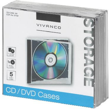 Vivanco CD/DVD Jewel Case (5-er Pack) schwarz