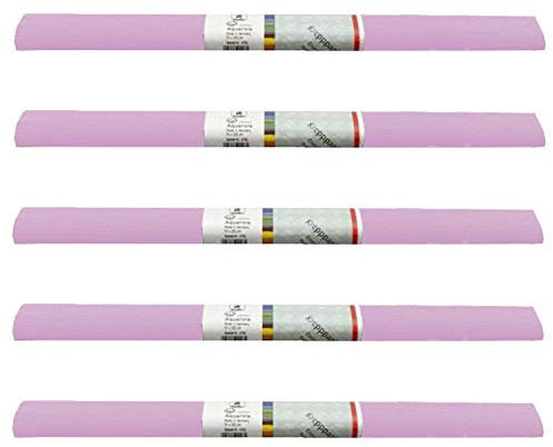 PARTY DISCOUNT wasserfestes Krepppapier | 250x50 cm | Feinkrepp Maibaum Dekoration Farbecht (Hell Pink, 5 Rollen)