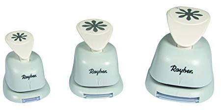 RAYHER Flowers Motive Puncher Set in Tab-Blister, White/Gray, 1.6/2.54/3.81 cm, 3-Piece