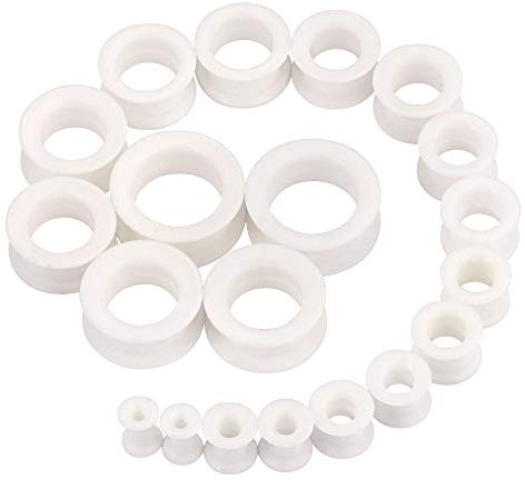 Longbeauty 20er Set/10 Paare Weich/Hart Silikon Tunnel Set Dehnungsset Ohr Piercing Schmuck Double Flared Flexible Stretching Expander