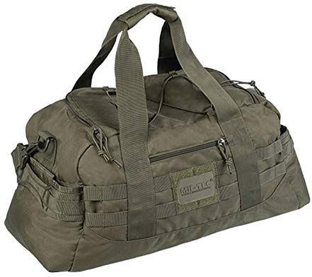 Mil-Tec Fliegertasche Combat • Taktische Reisetasche mit MOLLE-System • Kompakte Umhängetasche Herren • Schultergurt, Tragegriffen, viel Stauraum • Als Sporttasche, Weekender, Einsatztasche • S, Oliv