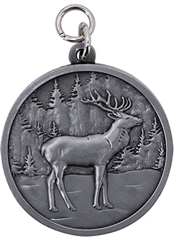 Deitert Jagdmedaille mit Name oder Wunschtext graviert, Motiv - Hirsch -, hochwertiges Altsilber, personalisierte Jagdauszeichnung, Trophäe