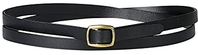 Allegra K Damen verstellbare dünne Ledergürtel Mode Schmale Gürtel Minimalismus Taille Gurt, Schwarz, 95-115cm/37.4-45.67