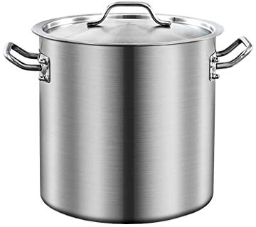 WHLMYH POT Zuppiera con coperchio, in acciaio inox, grande capacità e conduzione rapida del calore, adatto per tutti i piani cottura, argento, 25 cm e 25 cm