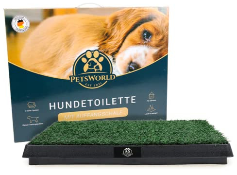 PETSWORLD Hundetoilette mit Kunstrasen | Ideales Training für Welpen | Auffangschale für leichte Reinigung | Für drinnen und draußen geeignet | Hygienische Lösung für Ihr Haustier