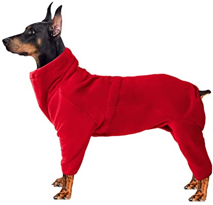 Kuscheliger Fleece-Mantel für Hunde, Ganzkörperjacke mit vier Beinen, verstellbarer Overall mit Reißverschluss, Winterkleidung, ideal für Hunde im Innen- und Außenbereich, für kleine, mittelgroße und