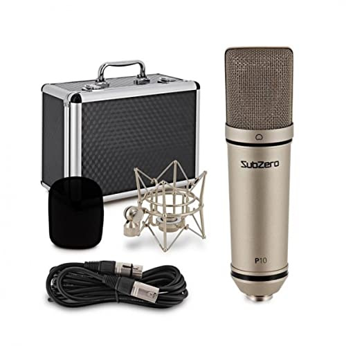 SubZero P10 Großmembran-Kondensatormikrofon mit Zubehör | 20Hz-20kHz-Frequenzantwort für Detaillierte Aufnahme, FET-Schaltung mit Niedrigem Rauschpegel, Windschutz