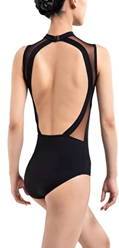 s.lemon Nackennetz Rückenfrei Gymnastik Trikots Ballett Tanz Trikots für Damen,mit BH Pad