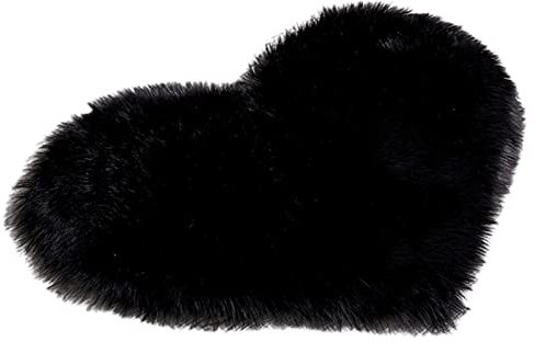 Worparsen Tappeto morbido a forma di cuore antiscivolo soffice tappeto camera da letto divano peluche tappetini nero