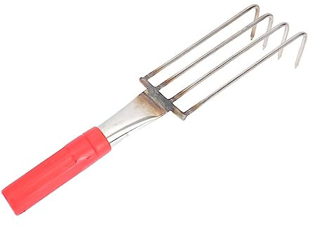 OFFSCH Râteau à Griffes 4 Dents en Acier Inoxydable pour Plage, Outil De Creusage Fruits De Mer, Léger Et Portable, Manche Plastique Ergonomique pour Fouille Sable Et Coquillages