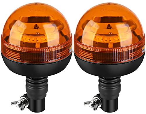 Justech 2pcs Gyrophare LED Orange, 12V E-Mark E9 40LEDs Lumière Stroboscopique d'Avertissement d'urgence IP56 étanche 3 Modes de Flash Strobe Beacon Light Ambre pour Camion Tracteur Caravane…