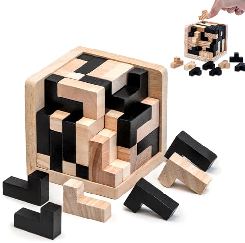 KWJEIULSOQ Iq Spiele Knobelspiele Für Erwachsene Puzzle Würfel Holz Denkspiele Für Erwachsene Hölzernes Intelligenzspielzeug Brain Teaser Game,3D Iq Puzzle Holz Spiele,Knobelspiele Spielzeug
