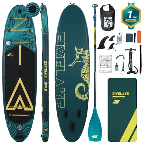 Inflatable Stand Up Paddle Board Green 11' x 35'' x 6'' Wide Stable Design,SUP Paddleboard Capacity 430lb for Adults Youth 120L Backpack,Carrying Strap,Double Action Pump,Waterproof Bag (Green)