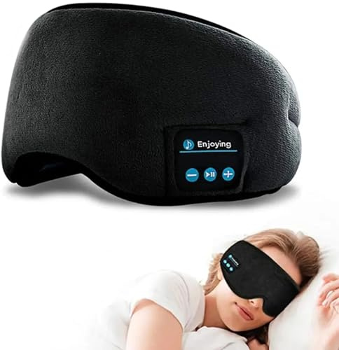 Bluetooth Sleep Sleep Headphones Wireless Bluetooth Music Sleep Music Blindfold Eye with Built- in Headphones for Sleeping Built- in Speaker Microphone (Black)