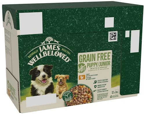 James Wellbeloved Grain Free Puppy Dog Food with Turkey in Gravy Pouch 12 x 90 g