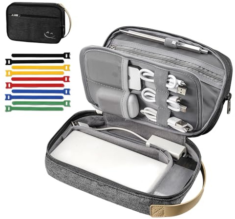 OrgaWise Cable Organiser Bag, Electronics Travel Organizer Accessories, Waterproof Universal Carry Travel Bag for Cords,Chargers Phone, Sd Card,Usbs (Black)