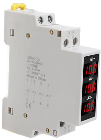 3-Phasen-DIN-Schienen-Amperemeter, Hochpräzises Amperemeter mit LED-Digitalanzeige, mit 3 Sensoren, Großem Messbereich, für Industrie- und Bergbauunternehmen
