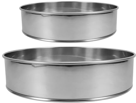 Hoement Stainless Steel Flour Sifter Fine Mesh Round Baking Sieve Handheld Strainer for Kitchen Baking Cakes Pies Pastries