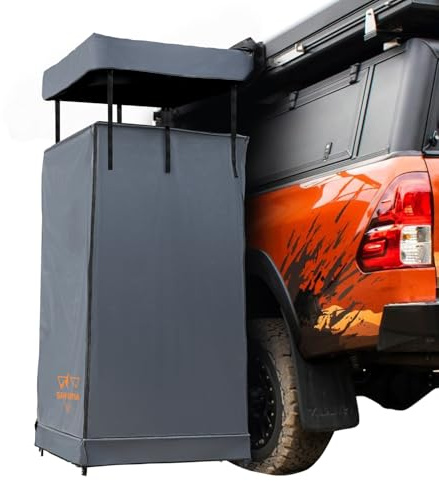 SanHima Awning Shower Tent with Roof - Car Side Shower Room w/LED Light, Camping Waterproof Portable Privacy Shelter Bathroom Overland
