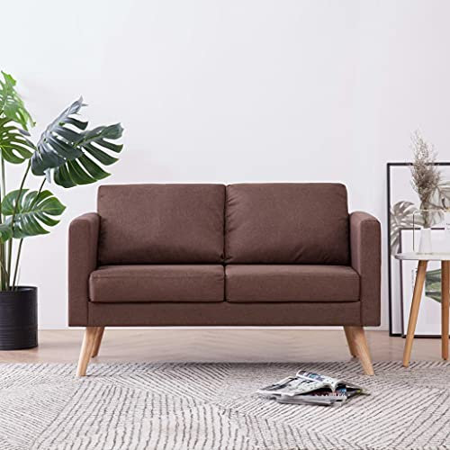 Homgoday Stoffsofa, Wohnzimmer, 2-Sitzer-Sofa, brauner Stoff, modernes Bett, 2-Sitzer-Sofa, modernes Sofa, Doppelsofa, Zweisitzer-Sofas