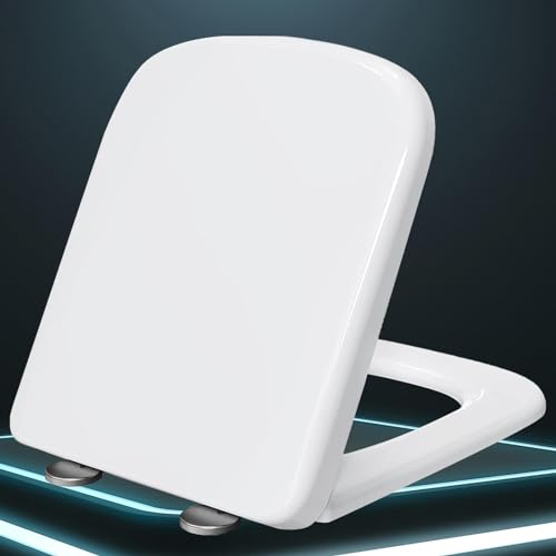 Wc Sitz, Toilettendeckel Absenkautomatik Weiss Softclose Eckig Toilettensitz Absenkautomatik Quick Release Klodeckel Abnehmbar Wc Deckel Duroplast,white-36 * 44cm