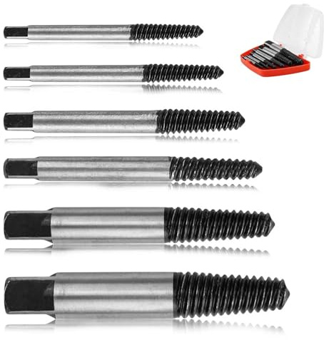 HERKINDNESS Extracteur de Vis Cassée, 6 Pièces Extracteur de Vis, Multifonction Extracteur de Boulon, Extracteur Vis, pour Vis et Tuyaux Endommagés, M3-M25