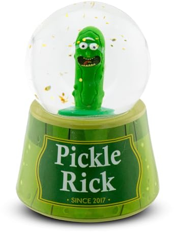Rick and Morty Pickle Rick Light-up mini vuxen snöglob med virvlande glitter display del | 7,6 cm hög